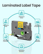 2-Pack Label Maker Tape 12mm 0.47" Yellow Replacement - Image 5