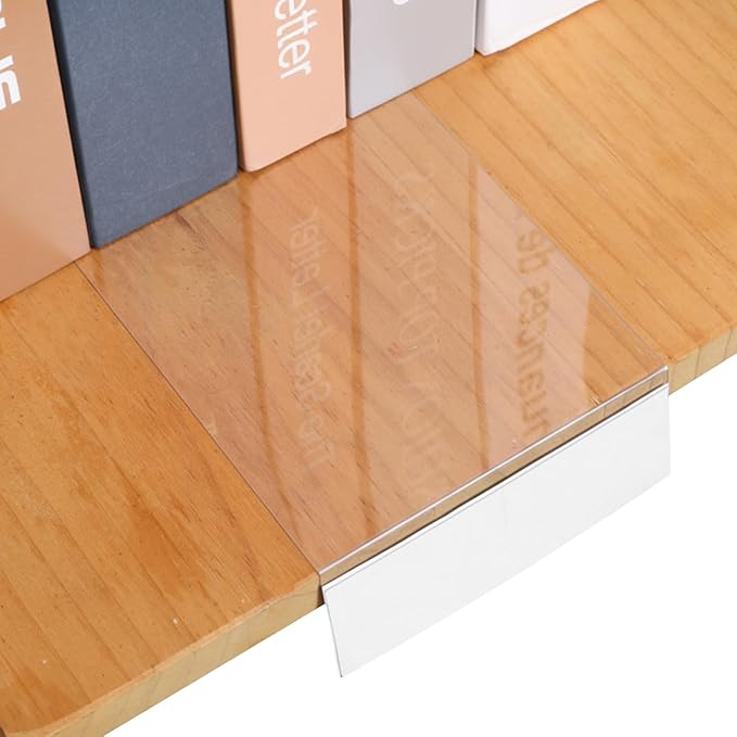 60 Pcs Moveable Shelf Label Holders 7.5”x4” Clear Shelves Tags Library by Unknown