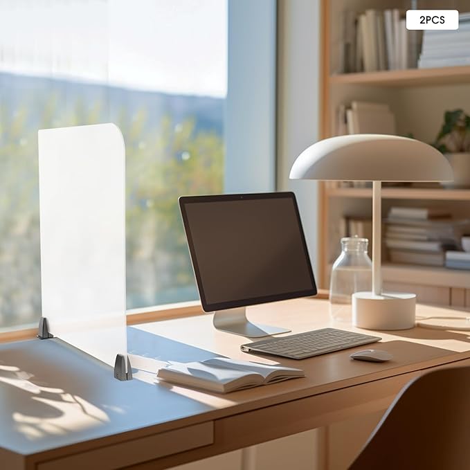 2 Pack Clamp-on Desk Privacy Panels, Frosted Acrylic Desk Dividers - Image 2