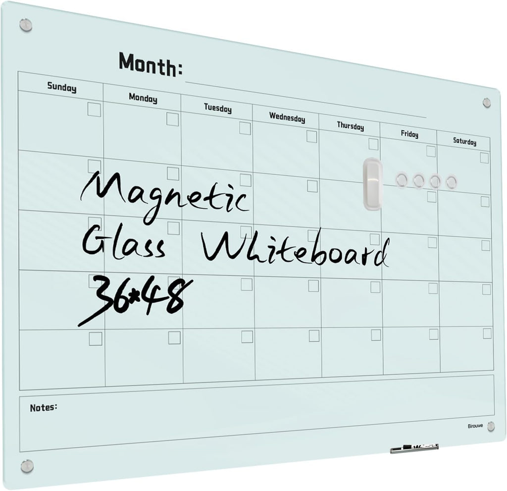 Magnetic Monthly Calendar Glass Whiteboard