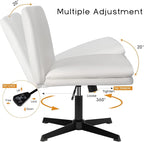 PUKAMI Criss Cross Legged Office Desk Chair No Wheels, PU Leather Modern Swivel - Image 6