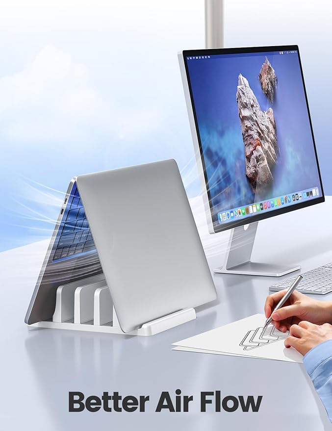 Vaydeer 3-Slot Vertical Laptop Stand Made of Premium ABS Plastics 5 in 1 Design - Image 3