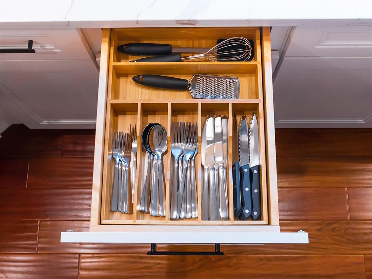 Umilife Kitchen Drawer Organizer, 12.5 Inch Silverware Utensil Tray Holder, E...