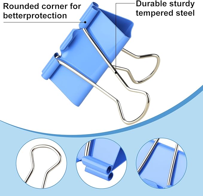 Large Binder Clips 1.6 Inch Assorted Colors, Colored Binder Clips Paper Clips - Image 3