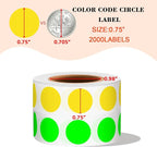 PARLAIM 2 Rolls 2000PCS 3/4" Round Circle Color-Code Dot Stickers, 2 Color - Image 2