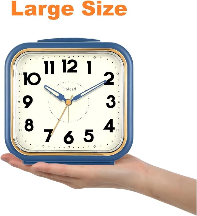 Tinload 5.5" Large Analog Alarm Clock • Silent Non Ticking • Gentle Wake • Beep - Image 4