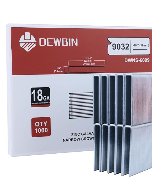 DEWBIN 18 Gauge Narrow Crown Staples, 1000 Cts 1-1/4-Inch 18GA Heavy Duty by DEWBIN