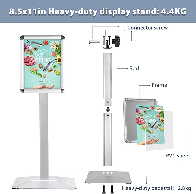 Sign Holder Stand, Heavy-Duty 8.5x11 Inch Aluminum Floor Stand - Image 9
