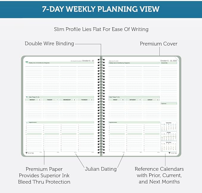 Planner Pad Spiral Bound 3-Tier Funnel Down 12 Month Organizer, October 2025 – - Image 3
