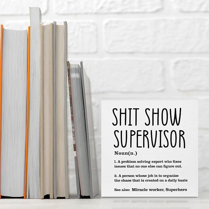 Supervisor Gifts for Women Funny Office Decor, Sarcastic Wooden Box Sign - Image 3