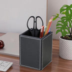 KINGFOM PU Leather Square Pens Pencils Holder Cup Desktop Stationery Organizer - Image 2