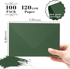 100 Pack Dark Green Envelopes 5x7, Goefun A7 Envelopes - Image 2