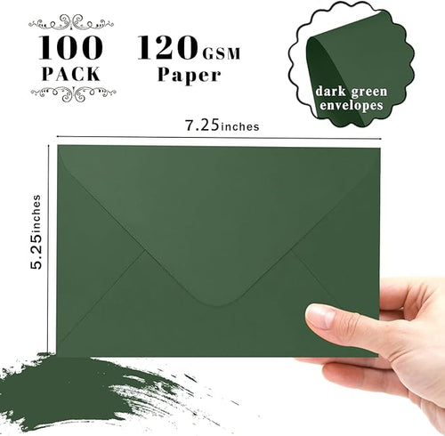 100 Pack Dark Green Envelopes 5x7, Goefun A7 Envelopes - Image 2