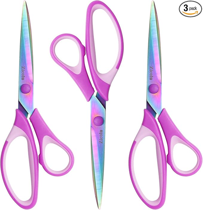 Zicolu 8.5" Scissors All Purpose, Titanium Coating Sharp Blade, Soft by Zicolu