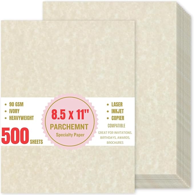 Parchment Paper for Certificates, 100 GSM Textured Stationary, Printer-Friendly by Apprabbr