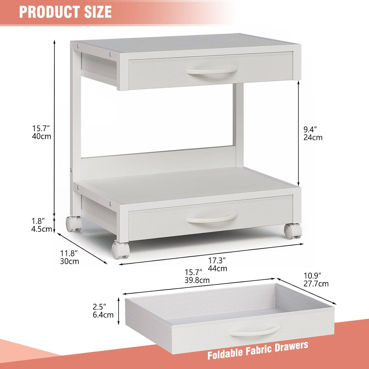 VENNQD 2-Tier Desktop Printer Stand with 2 Fabric Drawers, Prtiner Table with...