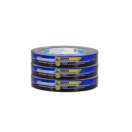 ABRO 3-Pack Blue Painters Tape: 18mm x 55M All Purpose Blue Tape, Temporary by ABRO