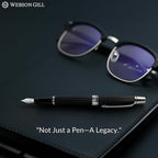 Webson Gill Show Up' Black Luxury Executive Fountain Pen, Woven Lacquer & Chrome - Image 7