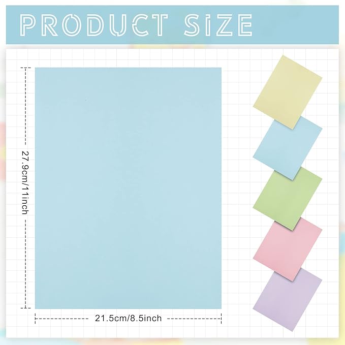 Sinmoe 100 Sheets 5 Shades Cardstock Paper 8.5 x 11 Inches 180gsm Solid Core - Image 2