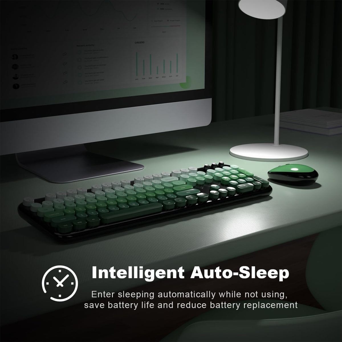 Wireless Keyboard and Mouse Combo, MOWUX Colorful Computer Full Size 2.4G Plu...