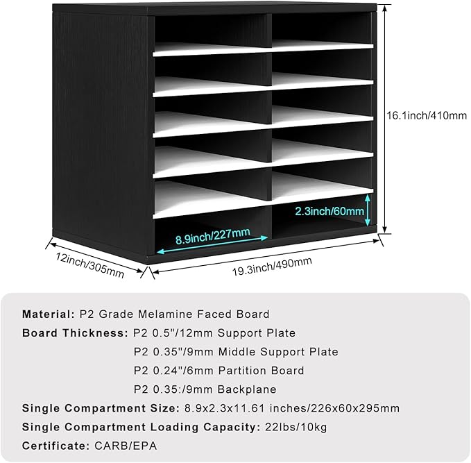 PAG Countertop Mail Sorter Organizer, Wooden Literature Organizer, Student - Image 2