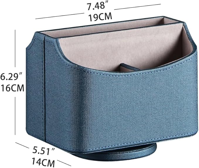 PUSU Remote Control Holder PU Leather 360 Degrees Rotatable Desktop Supply - Image 2