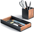 UPERGO Walnut Desk Tray with Pen Holder Set, Natural Wooden Desk Drawer by UPERGO