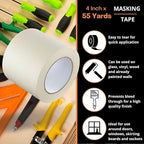 GTSE Wide Masking Tape, 4 inches x 55 Yards, 1 Roll - Image 3