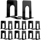 Book Ends, Heavy Duty Bookends to Hold Books, Metal Bookends | Book Ends for Home Office Decorative, Black 6.5 x 5 x 5.7 in, 7 Pair/ 14Piece