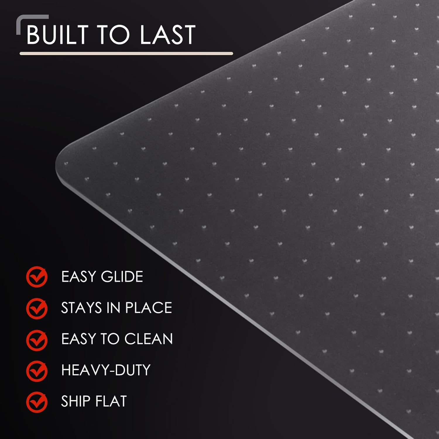 Kuyal Office Chair Mat for Carpet, Clear Heavy Duty Computer Chair Mat | 32‘’x48‘’, Under Desk Protector Carpeted Floors Mat, Easy Chair Movement,Ship Flat