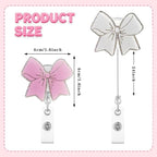 2Pcs Pink Bow Badge Reel Retractable Cute Badge Reels - Image 2