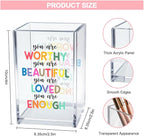 Vgrti You are Worthy Beautiful Acrylic Makeup Brush Organizer Holder, Boho - Image 2