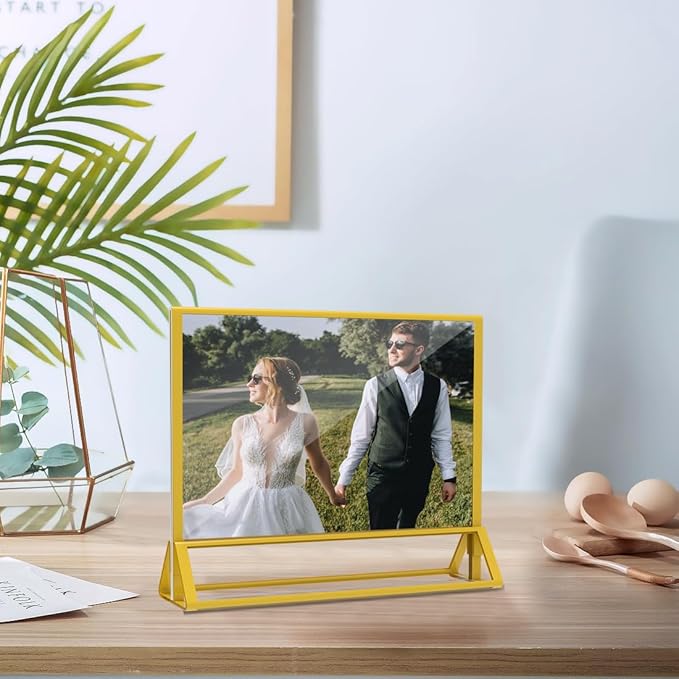 PPH-Sisy Clear Acrylic Sign Holder 7x 5 Horizontal Double Sided Gold Frame - Image 7