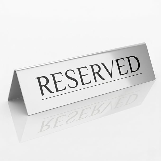 6 Reserved Table Signs – Silver Stainless Steel | Elegant, Durable & Reusable by ADAPTICGROUP