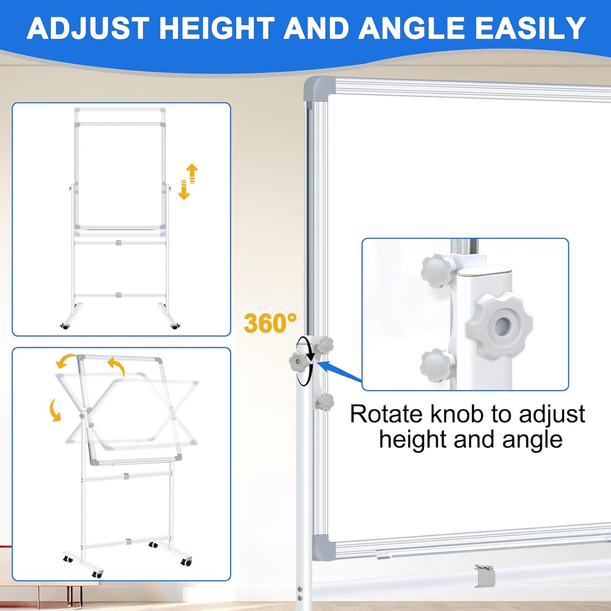 Max-officoo 30"x40" Double Sided Whiteboard & Cork Board on Whe...