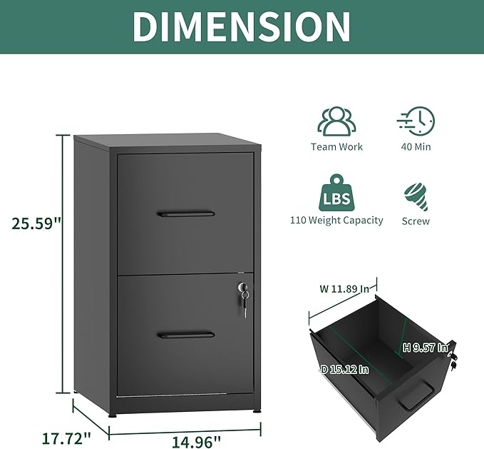 FLIXELIO 2 Drawer File Cabinet - Image 3