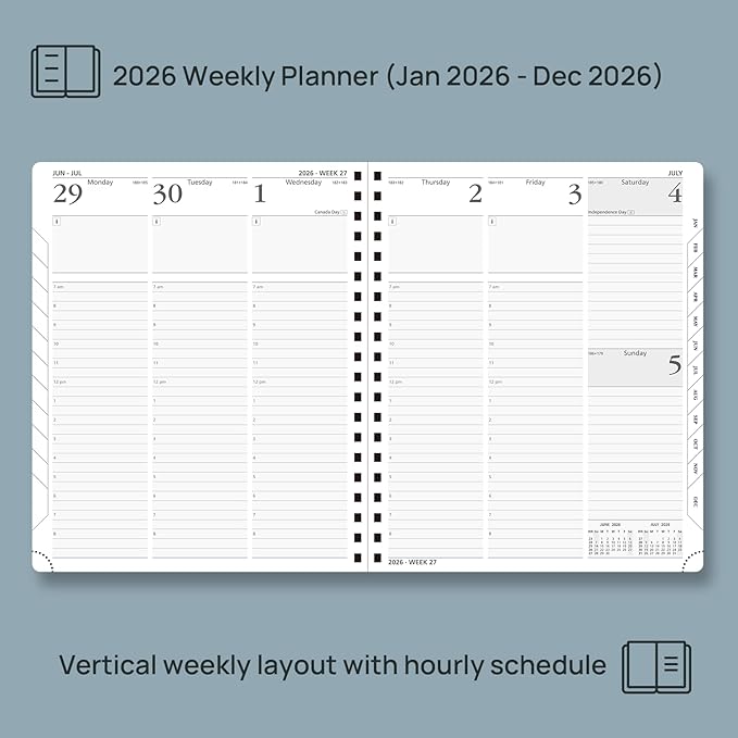 POPRUN 2026 Planner with Hourly Schedule, Vertical Layout - Image 3