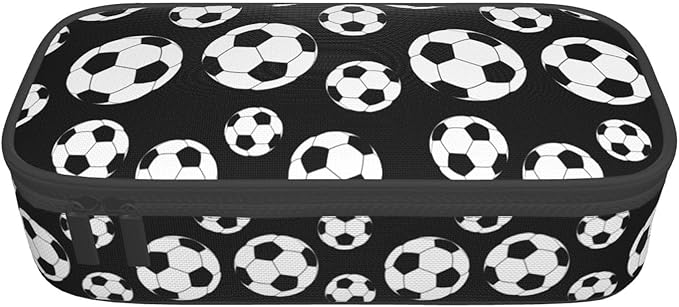 Black And White Soccer Ball Pencil Case Big Capacity Storage Pencil Pouch - Image 9