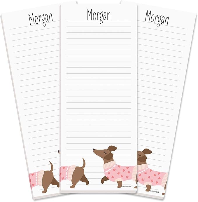 Current Dachshund Lined Personalized Shopping List Pad Set of 3, 50-Sheet Pads by Current