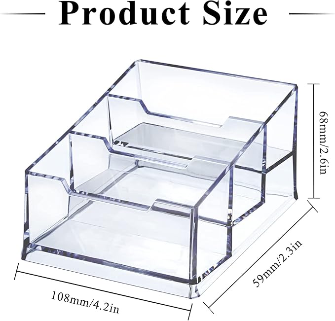 Meschett 3 Pack Clear Acrylic Business Card Holder, 3 Tier Premium Acrylic - Image 2