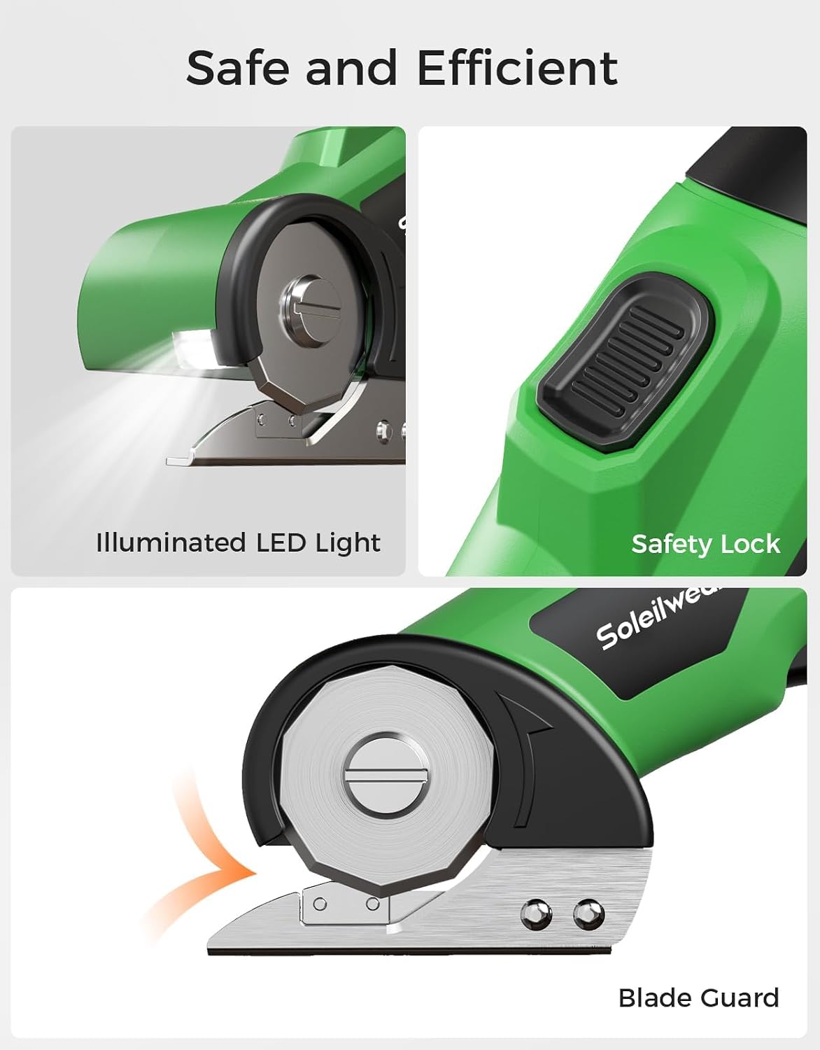 Cordless Electric Scissors, 4V Cardboard Cutter with 2 Blades, LED Light