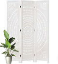 66.9Inch Folding Room Divider, 3 Panels Wood Carved Privacy Screens, Free by Svimi