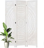 66.9Inch Folding Room Divider, 3 Panels Wood Carved Privacy Screens, Free by Svimi