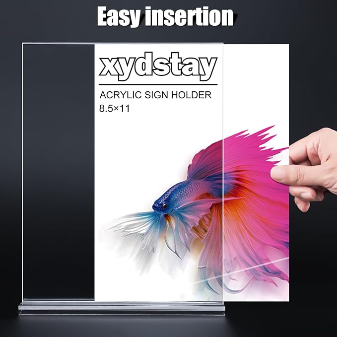 xydstay 12pack Acrylic Sign Holder 8.5 X 11, Vertical T Shape Clear Plastic - Image 8