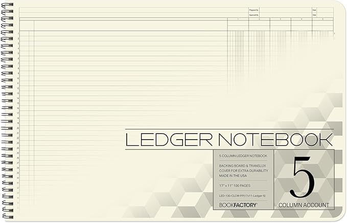 BookFactory Accounting Ledger Notebook/Large 5 Column Accounting Ledger by BookFactory