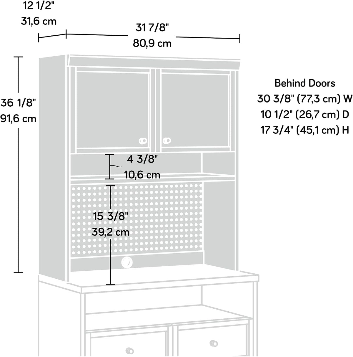 Sauder Craft Pro Series Hutch, Mystic Oak Finish