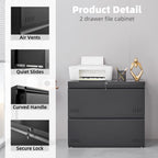 Approgreent 2 Drawer File Cabinet, File Cabinets for Home Office, Printer Stand, File Cabinet with Lock, Lateral Filing Cabinet for A4/Letter/Legal Size File Folders, Assembly Required(Black)