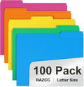 File Folder, RAZCC 100 Pack 1/3 Cut Tab Colored File Folders, File Folder by RAZCC