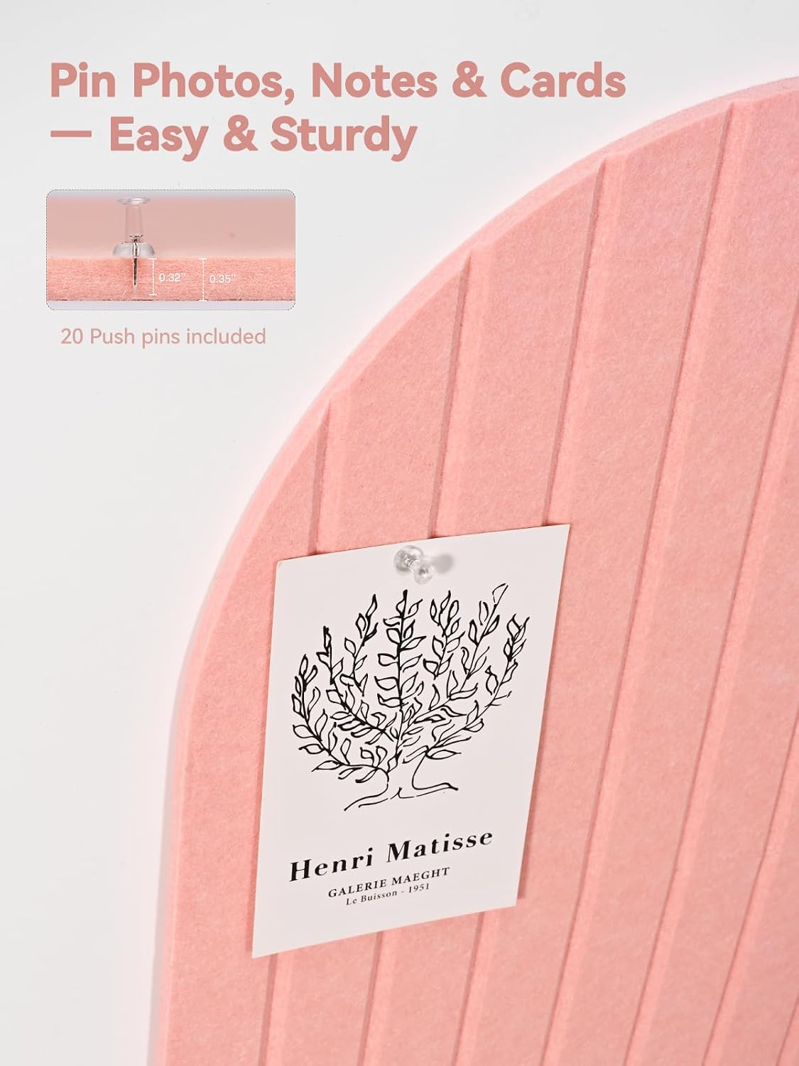 Arched Felt Bulletin Board, 35.4 x 23.6 Striped Pin Board for Wall