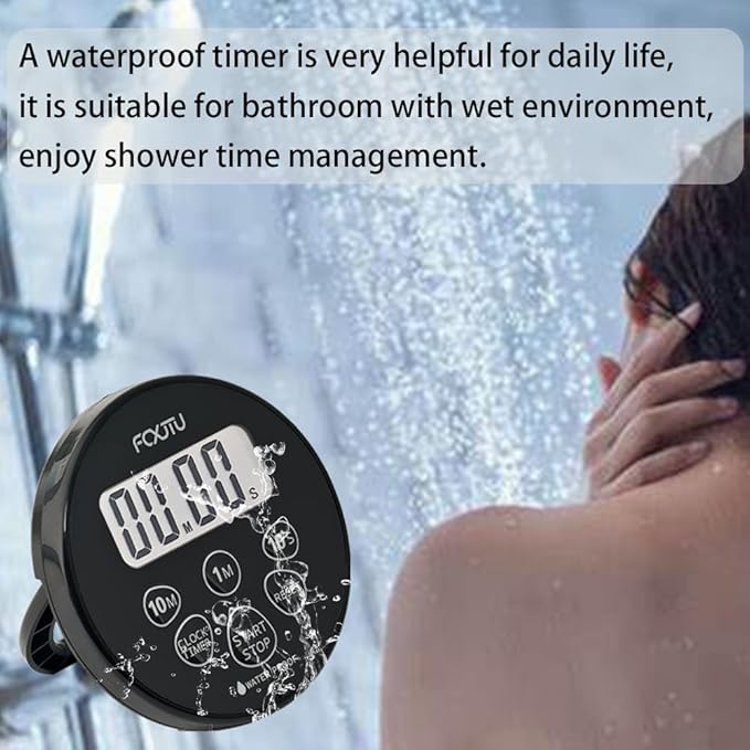 FCXJTU Digital Waterproof Shower Clock Timer, Bathroom Shower Countdown Timer - Image 7